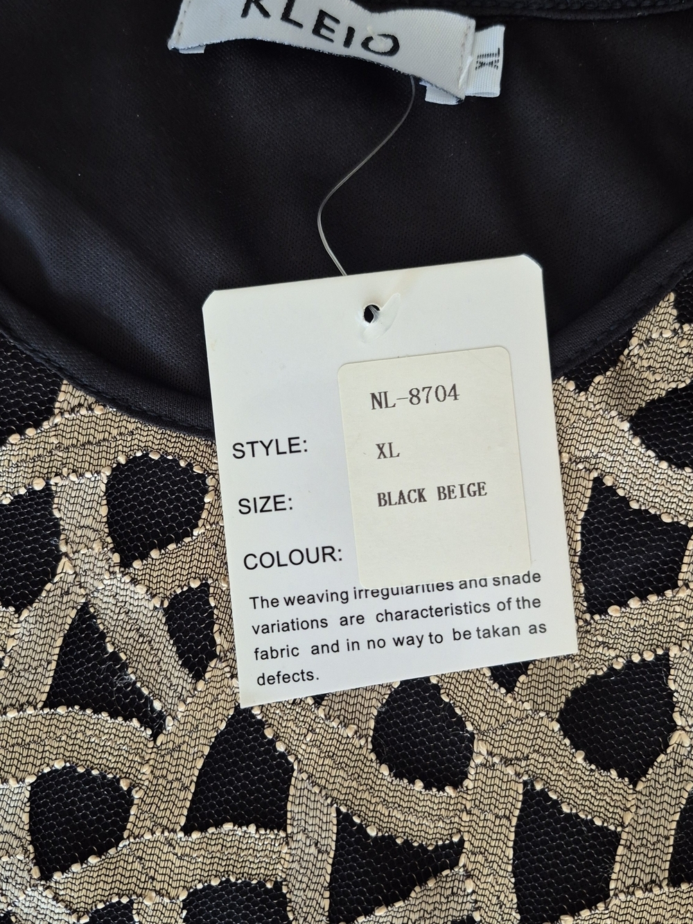 Kleio Black Beige Metallic Mesh Top XL NWT - Picture 4 of 5
